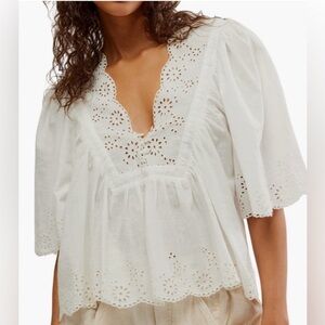 Free People White Eyelet Blouse